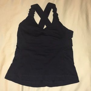 Lululemon black crop top with back cross straps